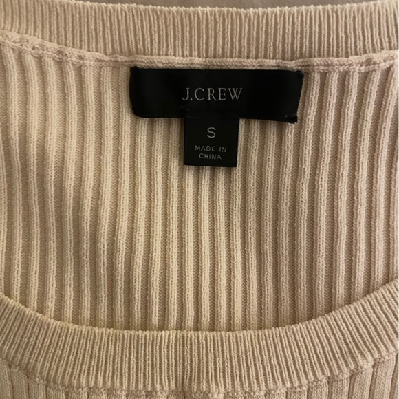 J.Crew Ribbed Sweater Women Small Ivory Viscose Stretch Crew Neck Long Sleeve - Picture 4 of 4